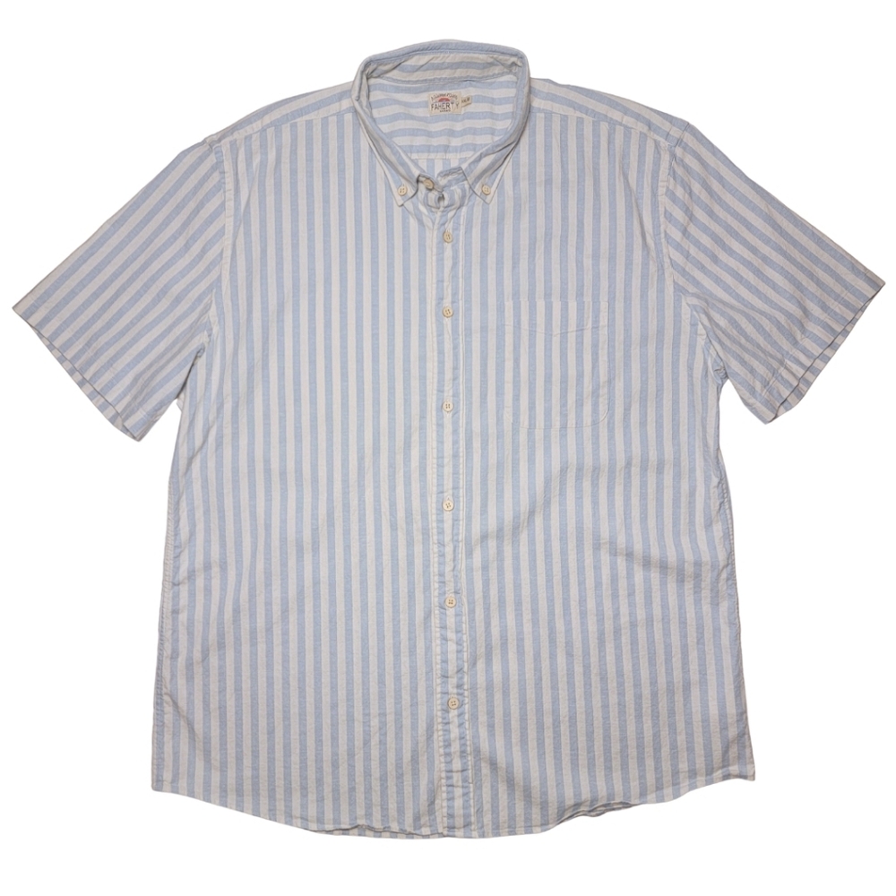 Faherty Breeze Sky Shell Stripe Short Sleeve Shirt XXL - Picture 2 of 7